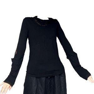 cop.copine mock neck folded sleeve shirt